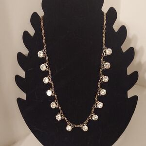 Ann Taylor Gold Necklace with Clear Accents